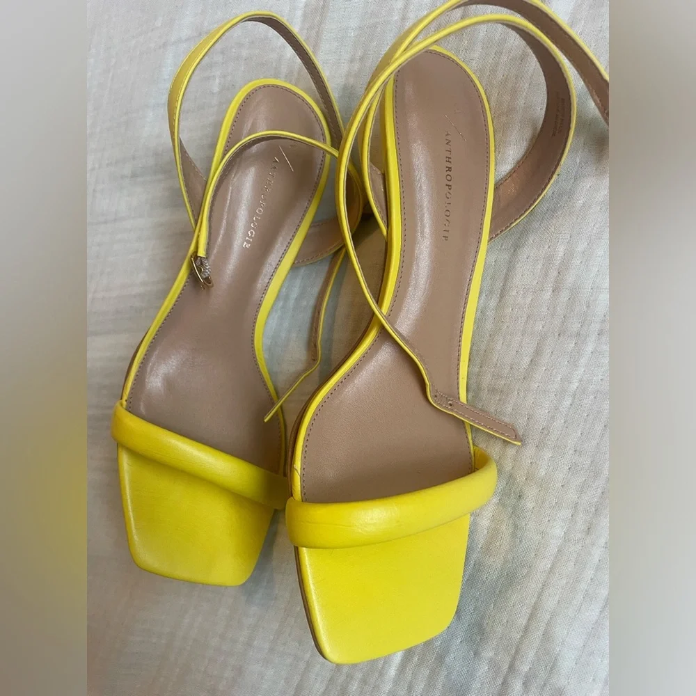 Anthropologie Yellow Heels Sandals - Picture 3 of 12